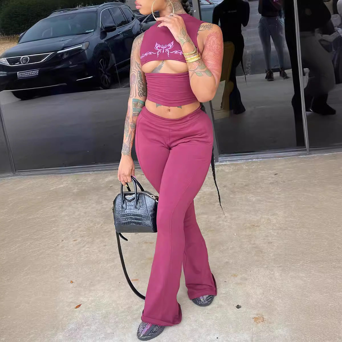 European American Fashion Floral Print Suit