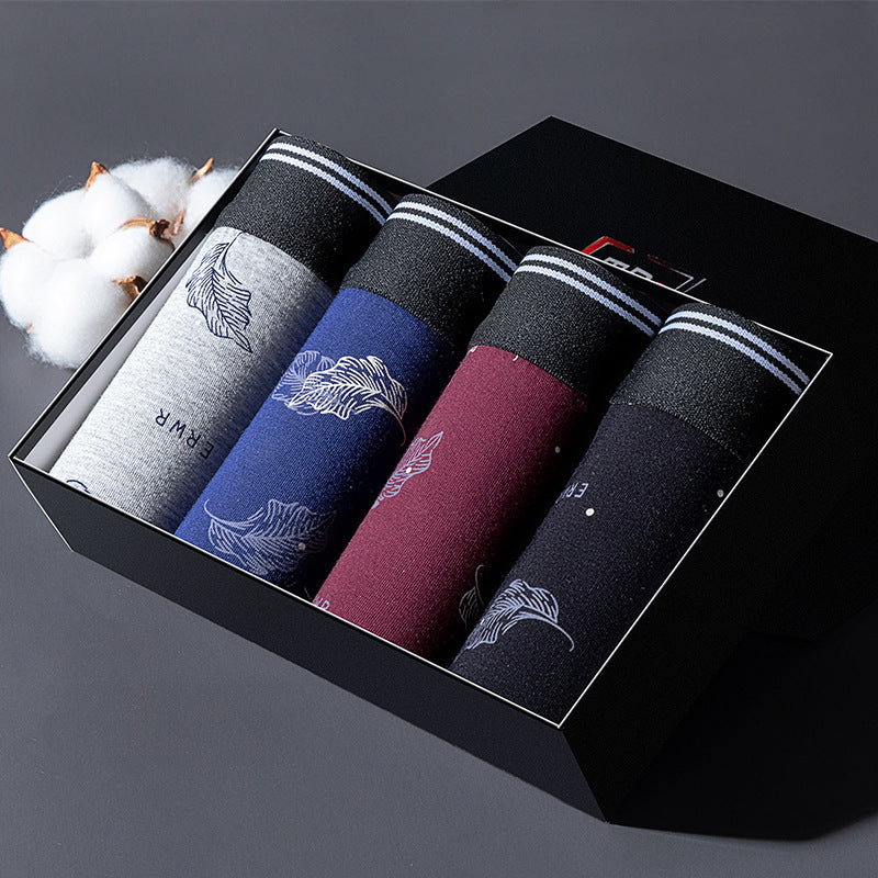 Non-marking ice silk modal men's boxer briefs 4 boxes