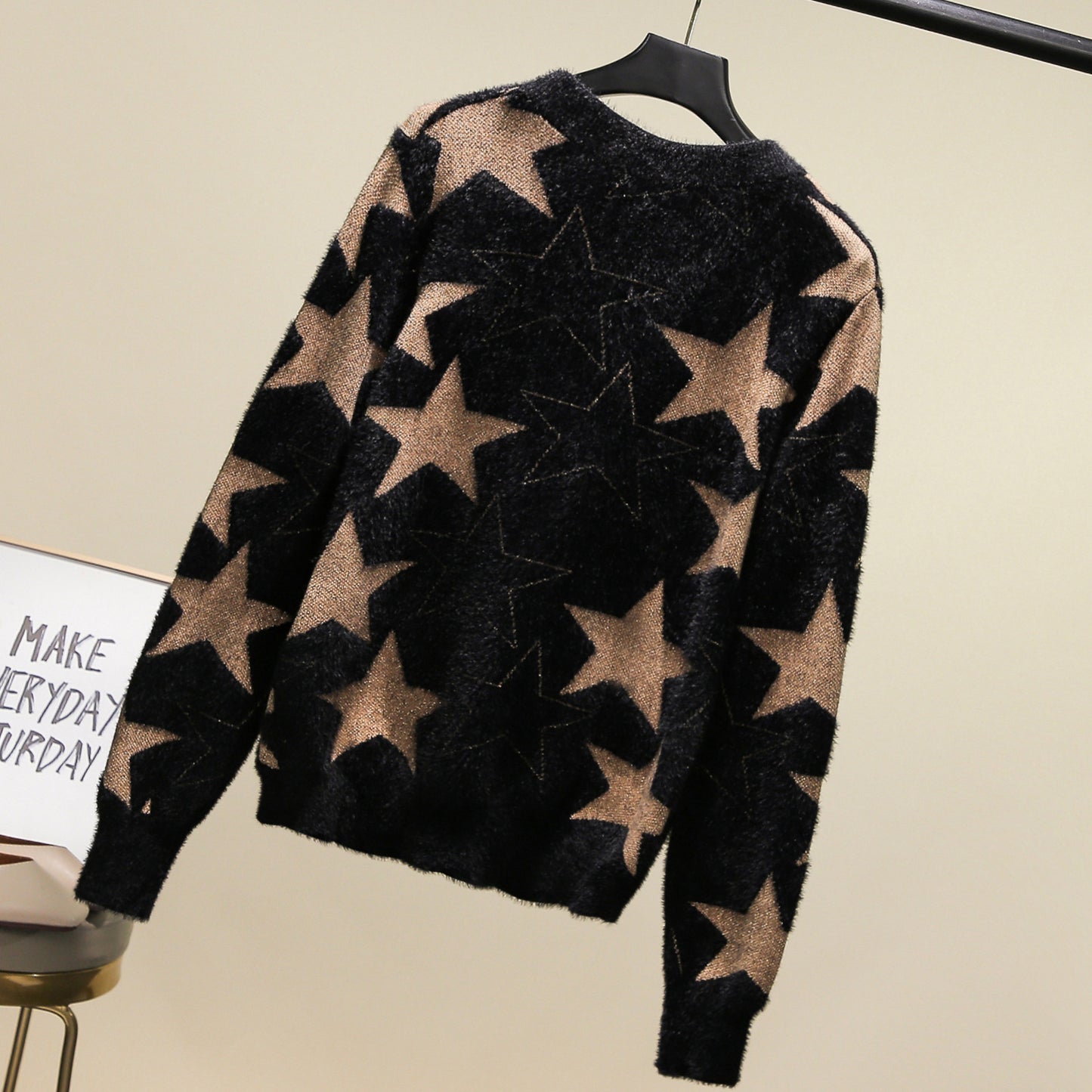 Knitted Cardigan Women's Short Small Five-pointed Star Sweater Mink Velvet