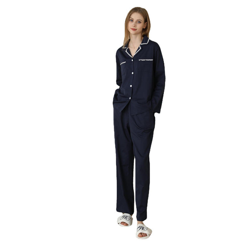 Solid Color Suit Collar Pajamas Set