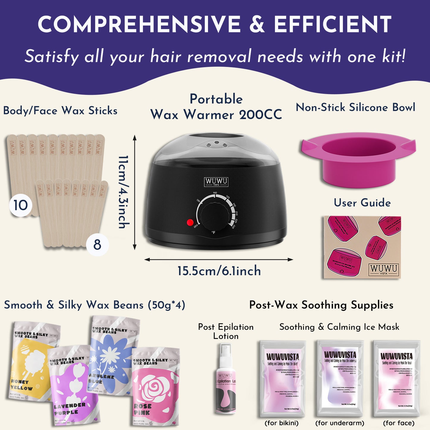 Waxing Gift Set 29pc Gold-Standard Hard Wax Kit With Wax Warmer & Beads For Full Body, Brazilian Hair Removal