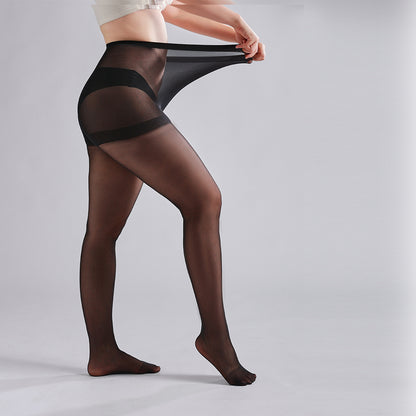 3 Pairs Plus Size Womens Sheer Tights 20D High Waist Control Top Pantyhose With Reinforced Toes