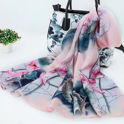 Women's Silk Scarf Shawl Sunscreen Scarf