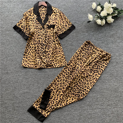 Lapel Home Service Suit Silk Pajamas Women