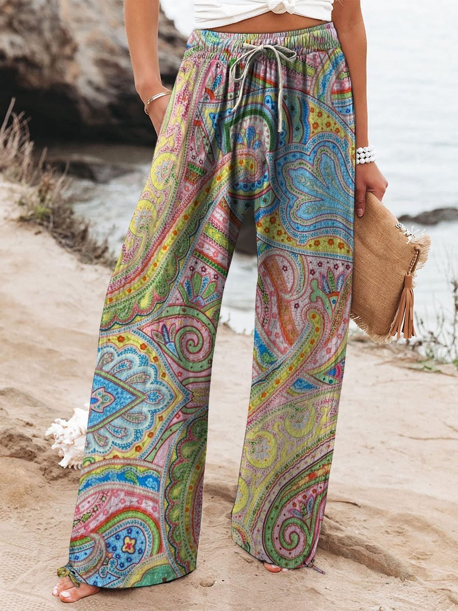 Hot Selling Wide Leg Colorful Graffiti Women's Casual Pants