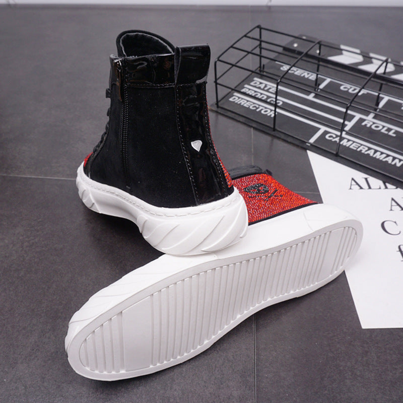 Casual High-top Sneakers With Synthetic Leather And Rubber Sole