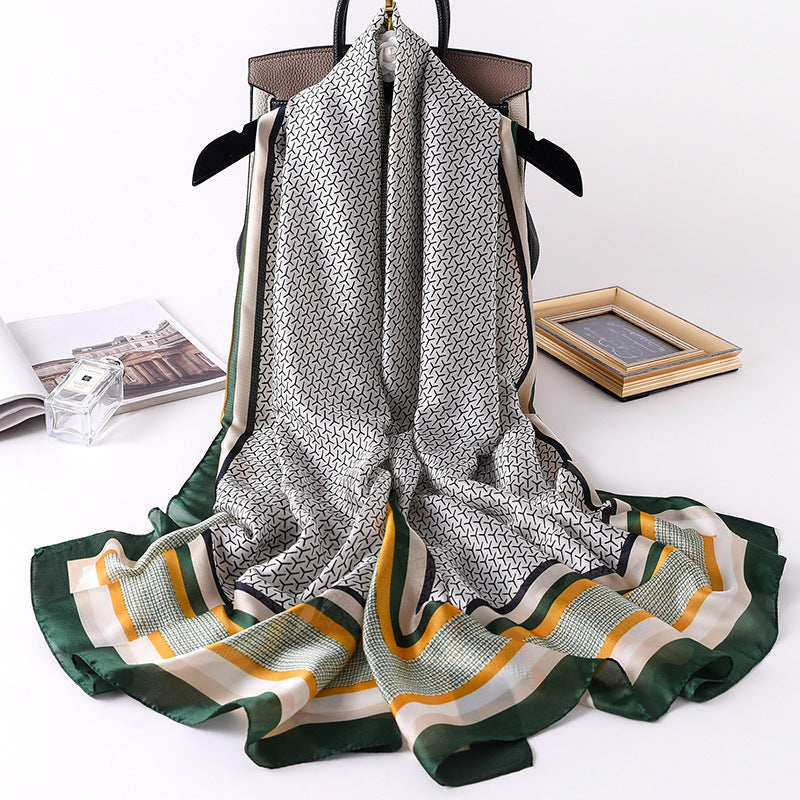 Faux Silk Letters Air Conditioning Shawl Oversized Beach Towel