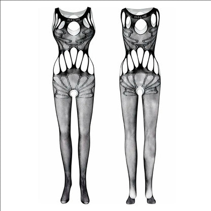 High Neck Lace Fishnet Bodysuit