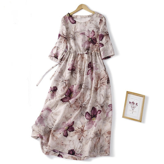 Artistic Retro Half-length Sleeve Dress Women