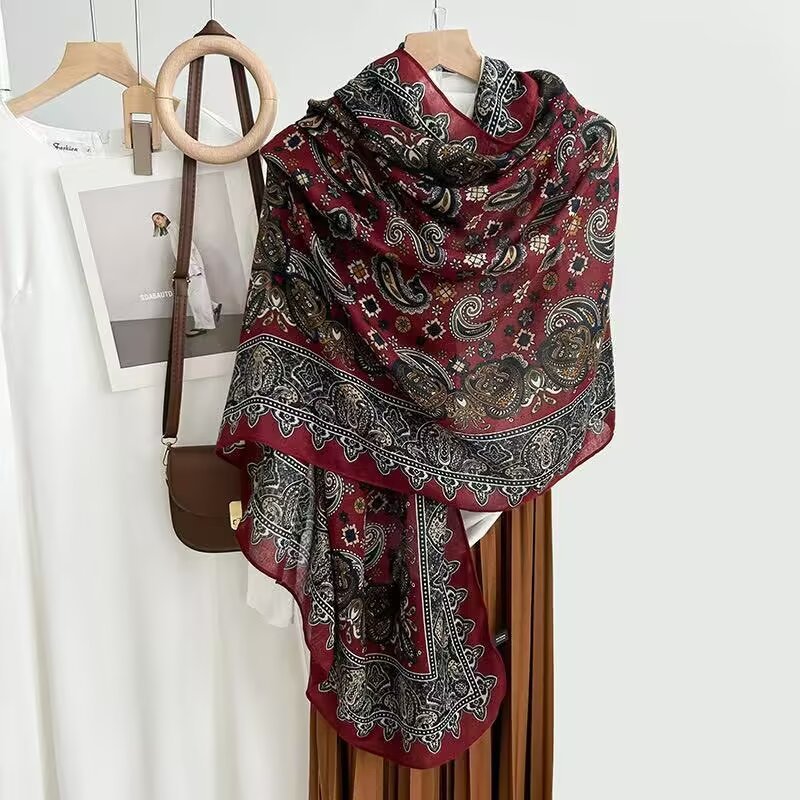 Cotton And Linen Scarf Thin And Silky Shawl Travel Sun-proof Beach Towel For Women