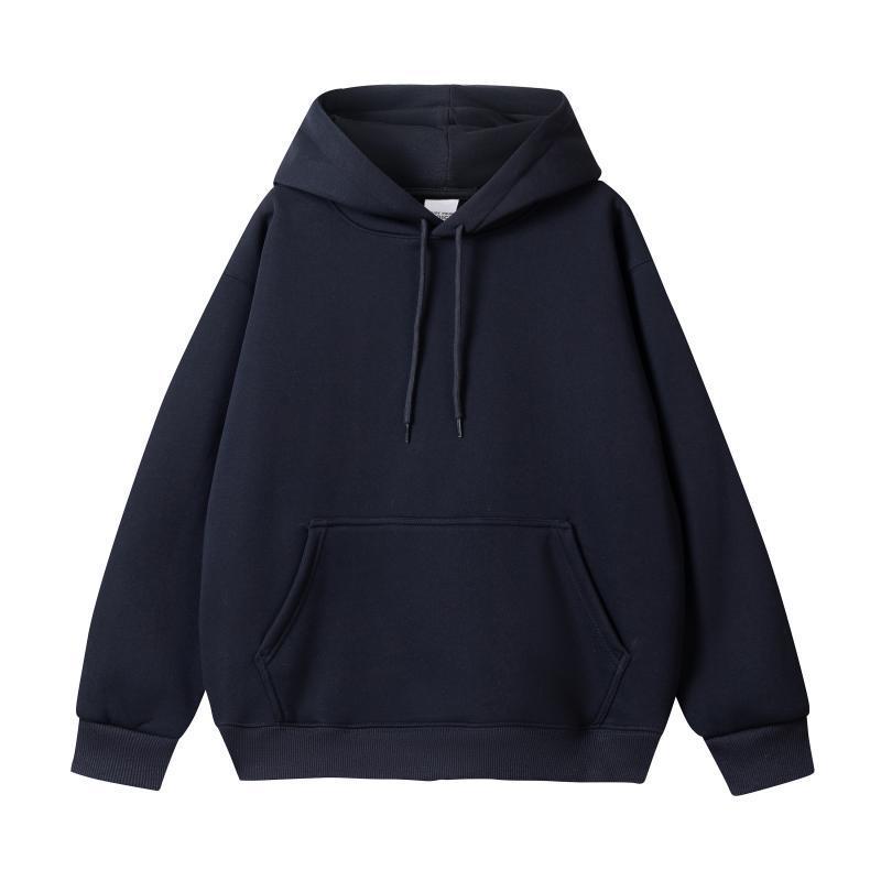Simple Loose Cotton Silver Fox Velvet Hooded Pullover Men