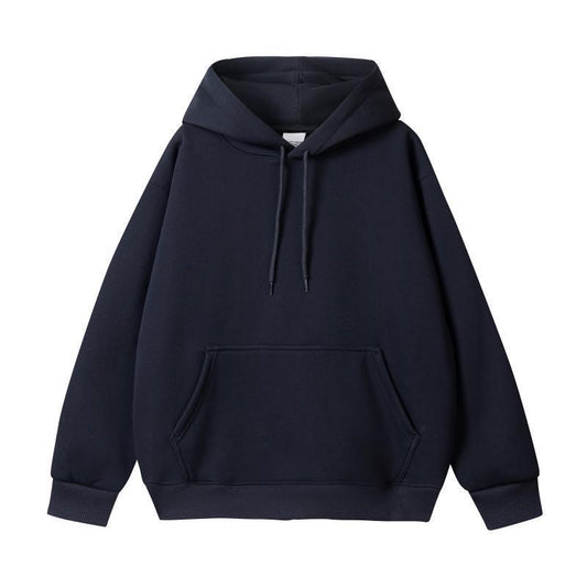 Simple Loose Cotton Silver Fox Velvet Hooded Pullover Men