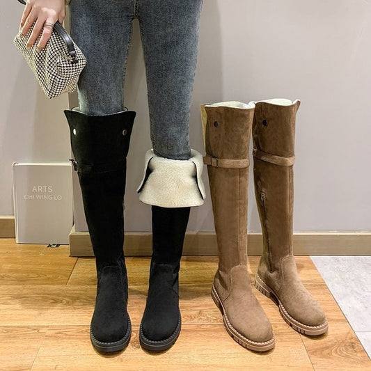 Korean Style Fashion Thick Heel Skinny Boots Over The Knee