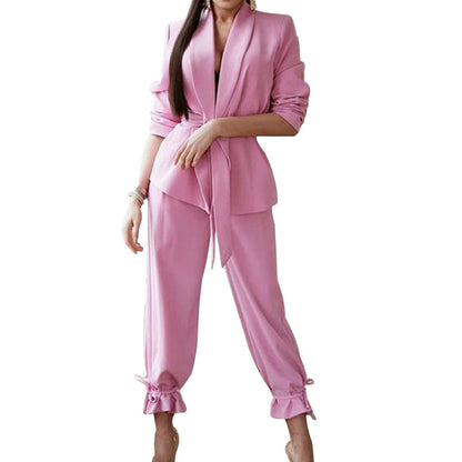 New Fashion Solid Color Casual Two Piece Suit