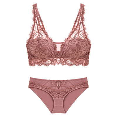 Laceless Bra Gathering Bra Lace Bra Set