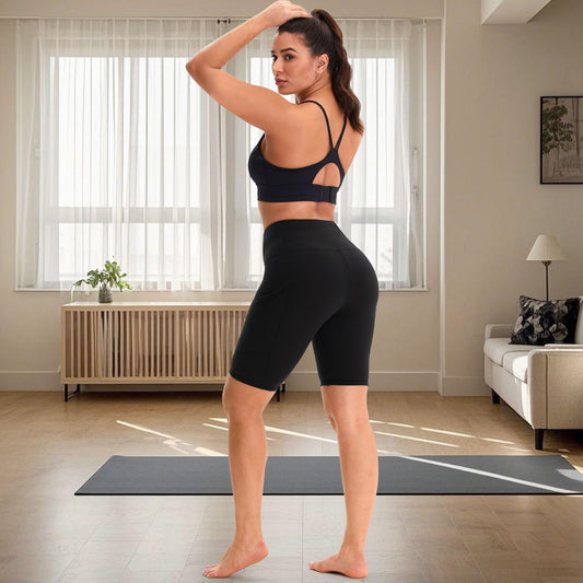 Biker Shorts For Women High Waist 8'' Summer Tummy Control Spandex Workout Running Yoga Shorts