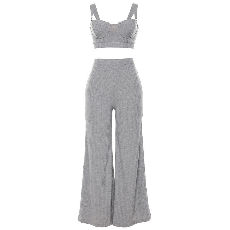 Camisole high-waist wide-leg pants suit