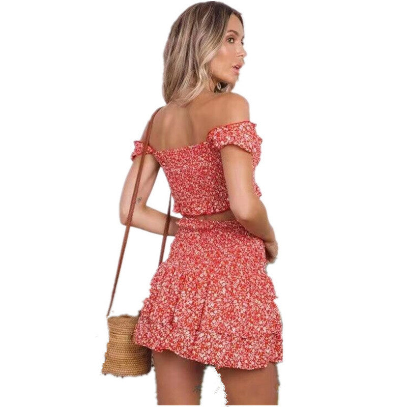 Printed tube top dress skirt