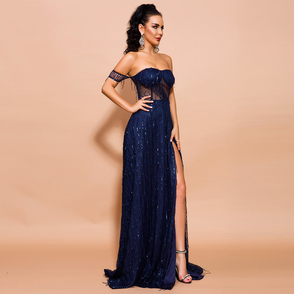 Backless fringed dress