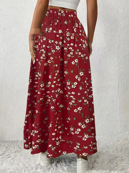 Women's Fashionable With Side-slit Printed Skirt