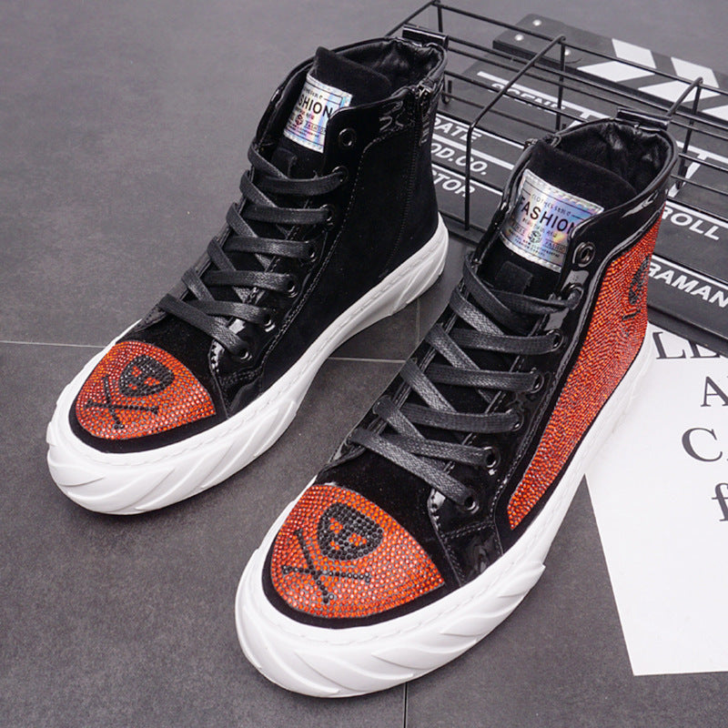 Casual High-top Sneakers With Synthetic Leather And Rubber Sole