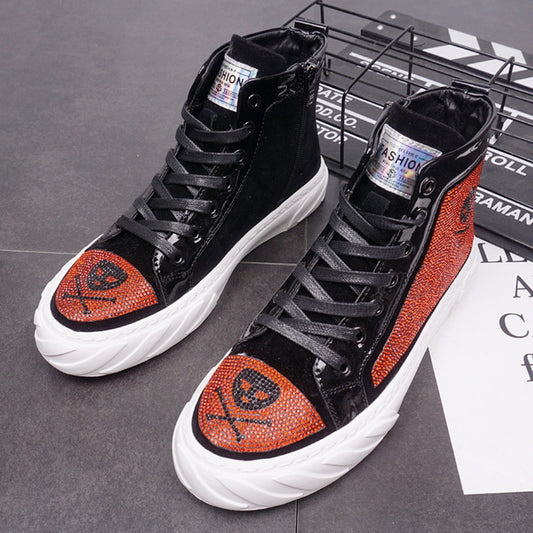 Casual High-top Sneakers With Synthetic Leather And Rubber Sole