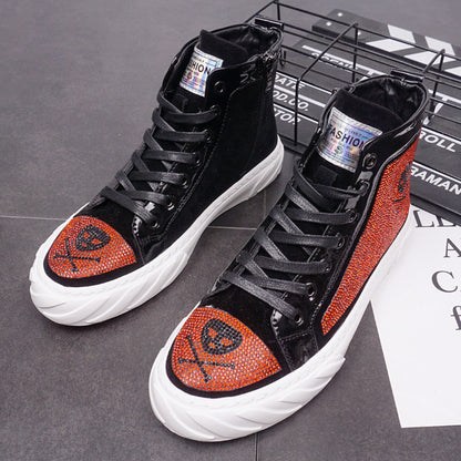 Casual High-top Sneakers With Synthetic Leather And Rubber Sole