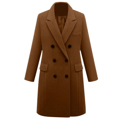 Medium length large woolen overcoat for women