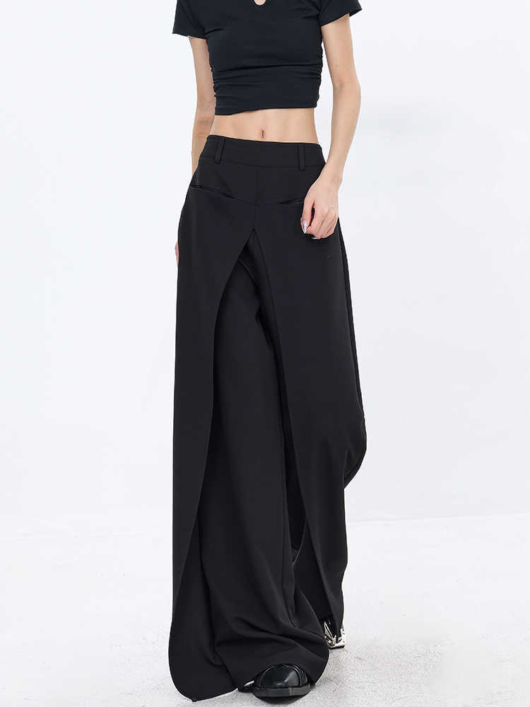 Black Straight Loose Casual Pants Women's Suit Pants