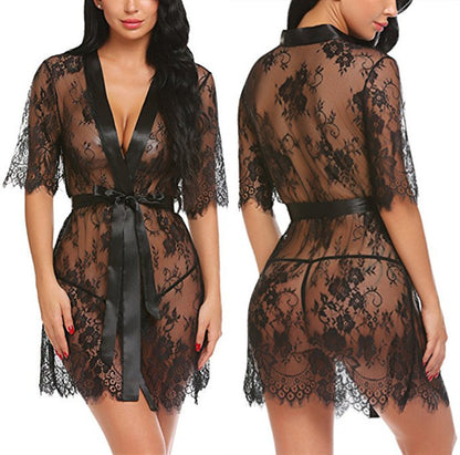 Lace deep V-neck home pajamas