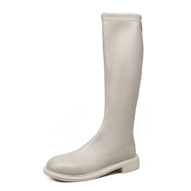Knight  Long  Women White Boots Mid Heel