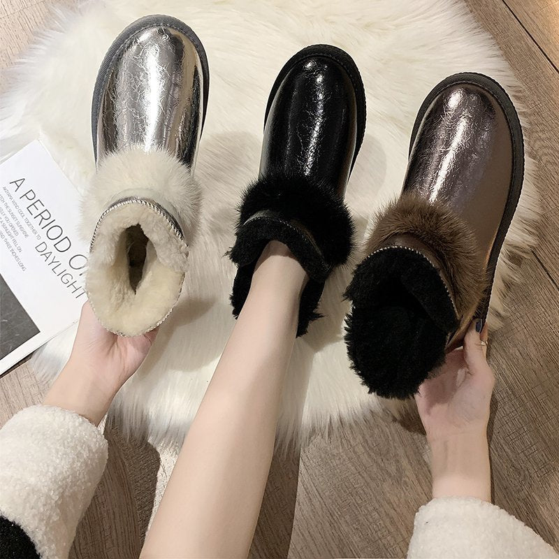 Flat-Bottomed Fashion Plus Velvet Warm Student Cotton Shoes