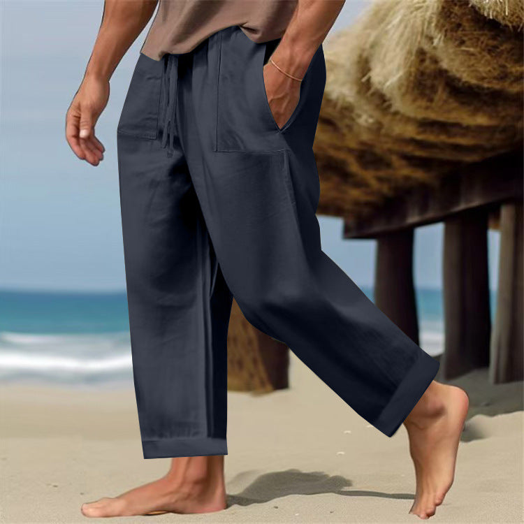 Men's Linen Pure Color Comfort Breathable Casual Pants