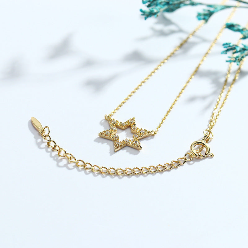Jewelry Hexagon Star Necklace Clavicle Chain
