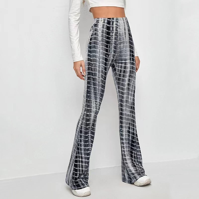Hip Retro Printed Bootleg Pants Casual Pants