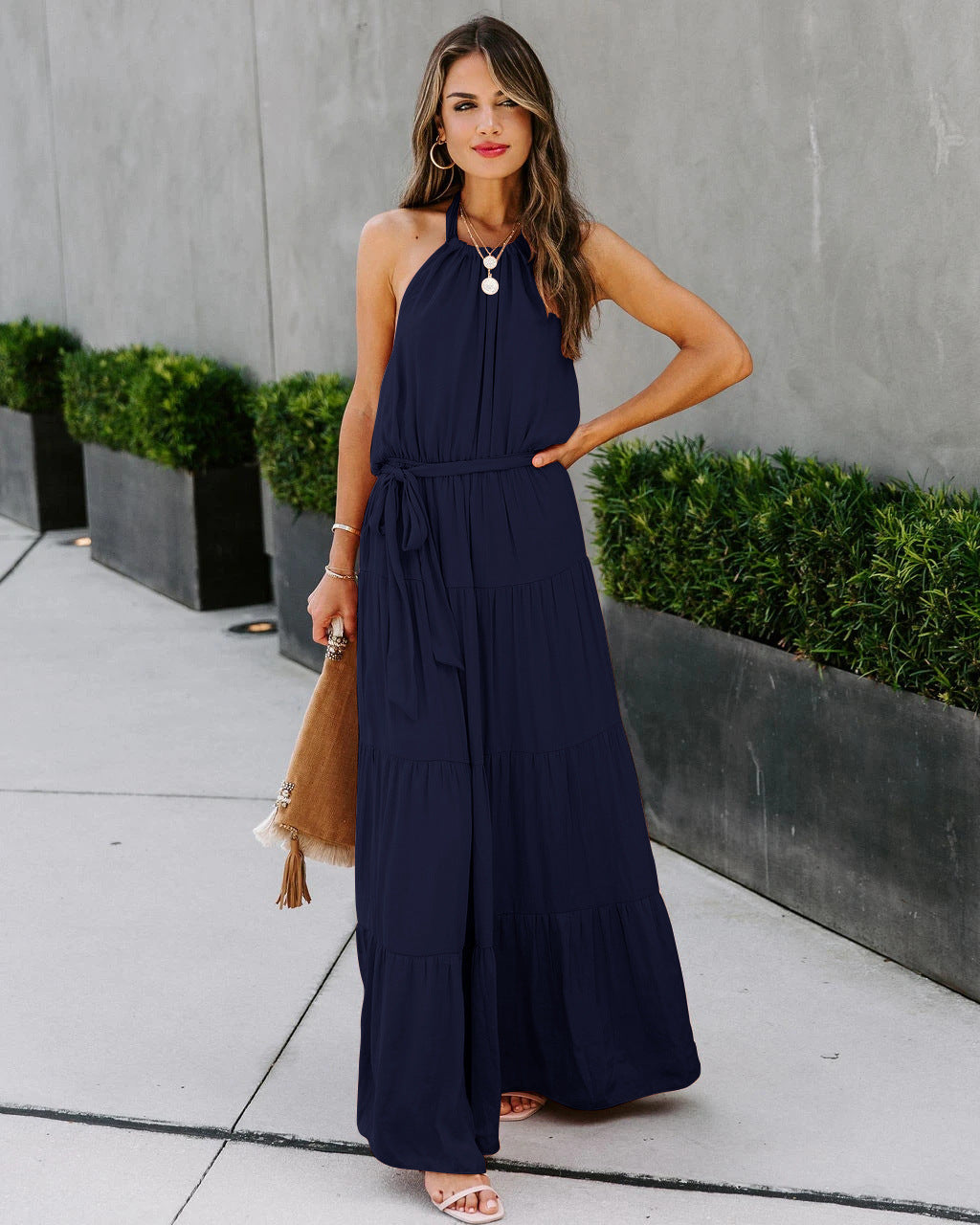 Stitched Sexy Backless Dress