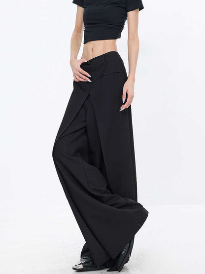 Black Straight Loose Casual Pants Women's Suit Pants