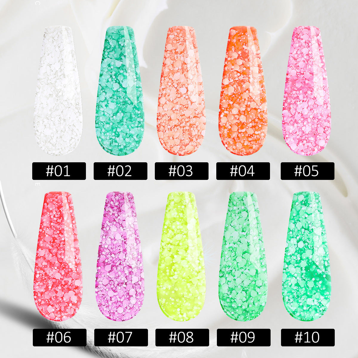 Multicolor Luxury Snowflake Nail Gel Super Shiny