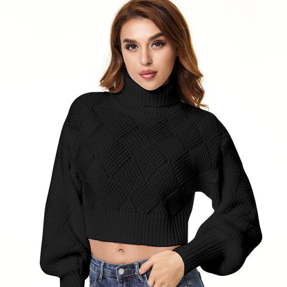 Women's Loose Solid Color Turtleneck Sweater