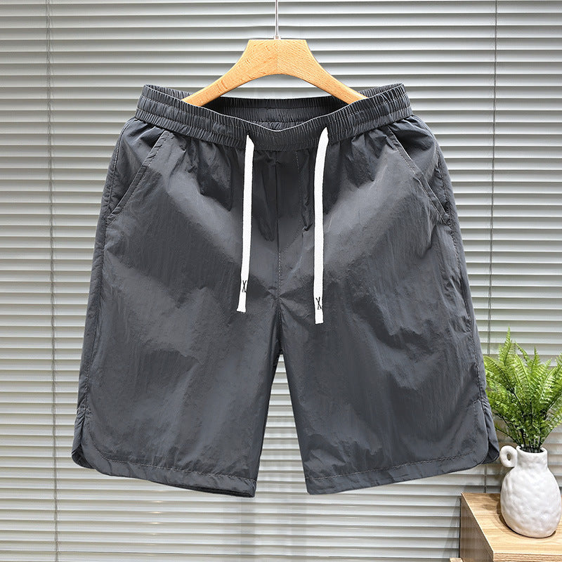 Drawstring Shorts Men's Fifth Loose Cargo Beach Pants