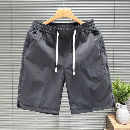 Drawstring Shorts Men's Fifth Loose Cargo Beach Pants