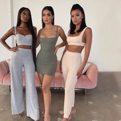 Camisole high-waist wide-leg pants suit