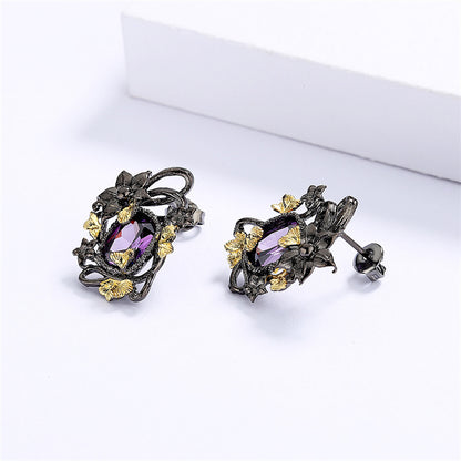 Retro Light Luxury Amethyst Earrings Women