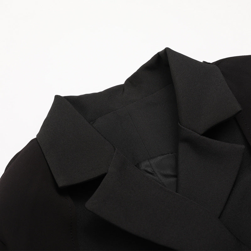 Temperament double-breasted casual cape suit skirt