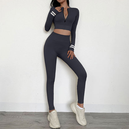 Women's seamless yoga wear long sleeve suit