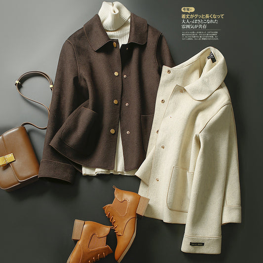 Double Sided Woolen Coat Women Short Short