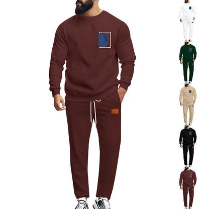 Men's Sport Suit Color Matching Sweater Two-piece Casual Fashion