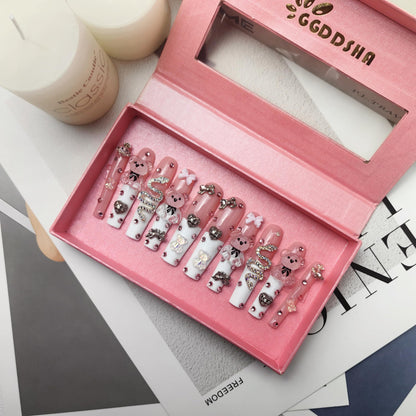 GGddsha 2024 New PMMA Acrylic Press On Nails StunningBling Nails, Rhinestone Fake Nails, Glitter Rhinestone NailsGradient  Fake NailsEnchanted Duo