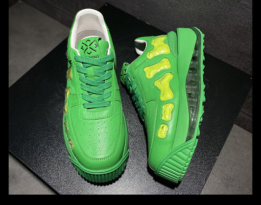 Men's Leather Breathable Casual White Platform Shoes