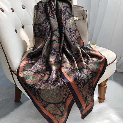 All-match Satin Square Women's Silk Scarf Shawl Beach Towel